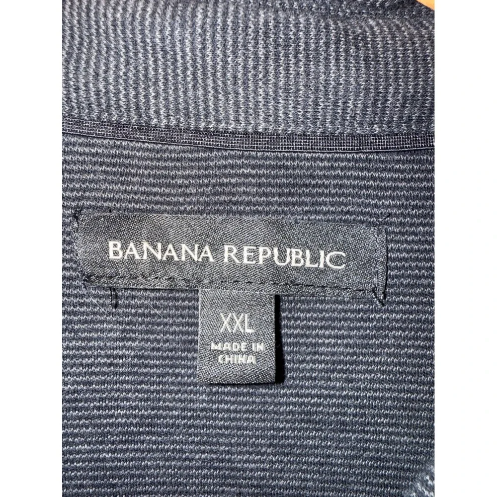 Banana Republic Men's XXL 100% Cotton Collared Polo Shirt Striped Black Preppy